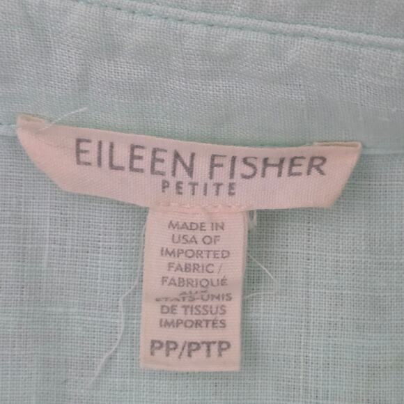 Eileen Fisher Organic Linen Tunic Top Sz S Green Minimalist Lagenlook Coastal - Picture 6 of 9